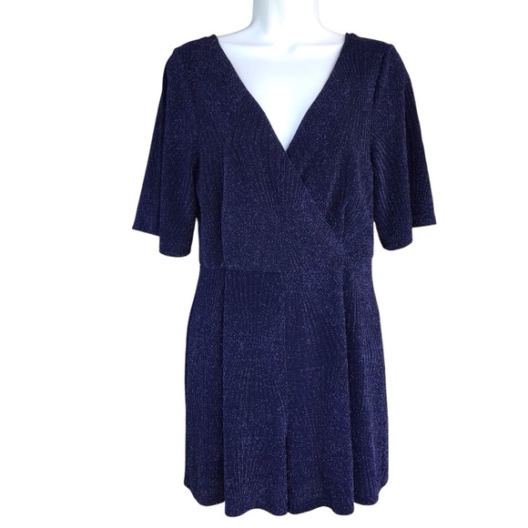 Mi Ami Navy Blue Shimmer Romper Size Medium - Picture 2 of 10